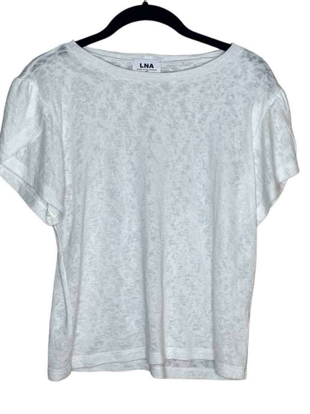 LNA White Short Sleeve Burnout Tee